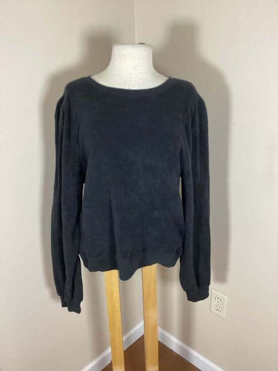 Goldie Lewinter x Evereve Black Fleece Puff Sleeve Sweatshirt - Thumbnail 4