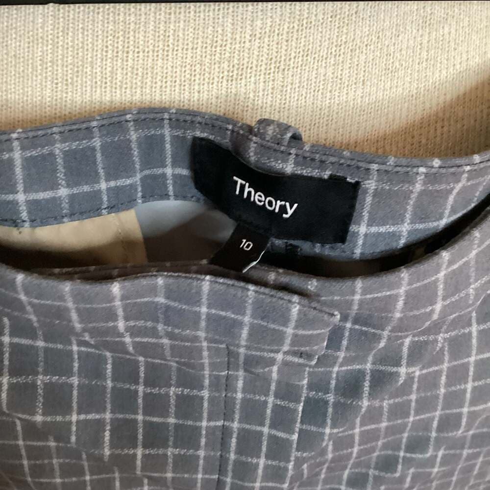Theory Classic Slim Cropped Pant Grey Multi Precision Grid - Thumbnail 2