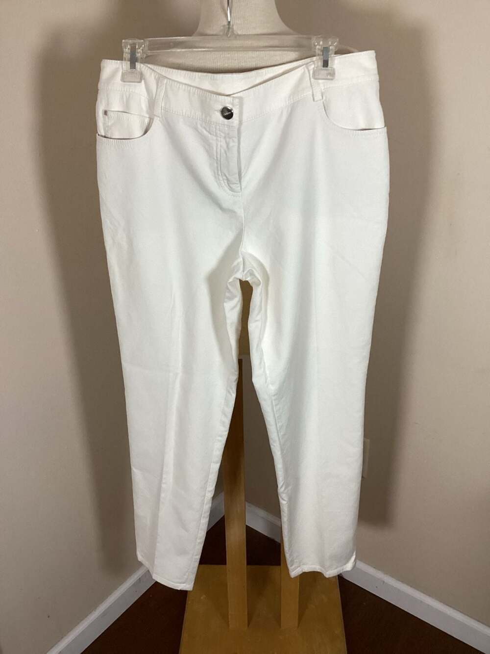 Akris Silk and Cotton Blend White Straight Leg Trousers - Thumbnail 4