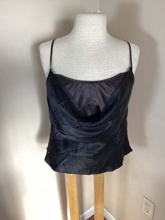 ASTR The Label Black Satin Layered Cowl Neck Corset Top Size L - Thumbnail 4