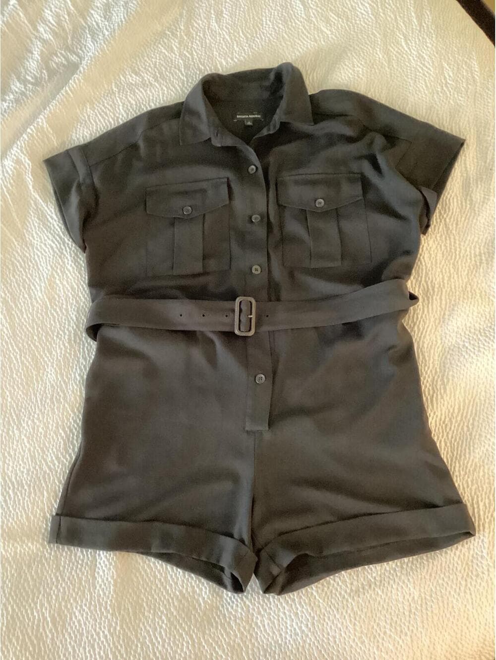 Banana Republic Black Short Sleeve Belted Romper Size 6 - Thumbnail 3