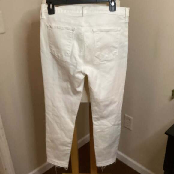 J BRAND White Distressed Cropped Jeans Raw Hem Size 31 - Thumbnail 4