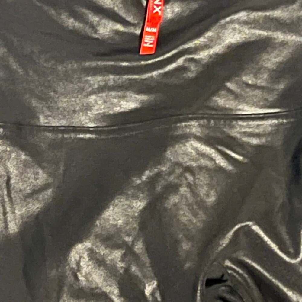 SPANX Faux Leather Leggings Black Size Medium High Rise Shaper - Thumbnail 3