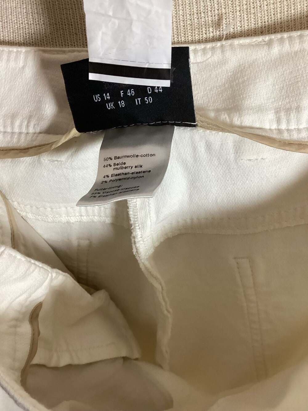 Akris Silk and Cotton Blend White Straight Leg Trousers - Thumbnail 2
