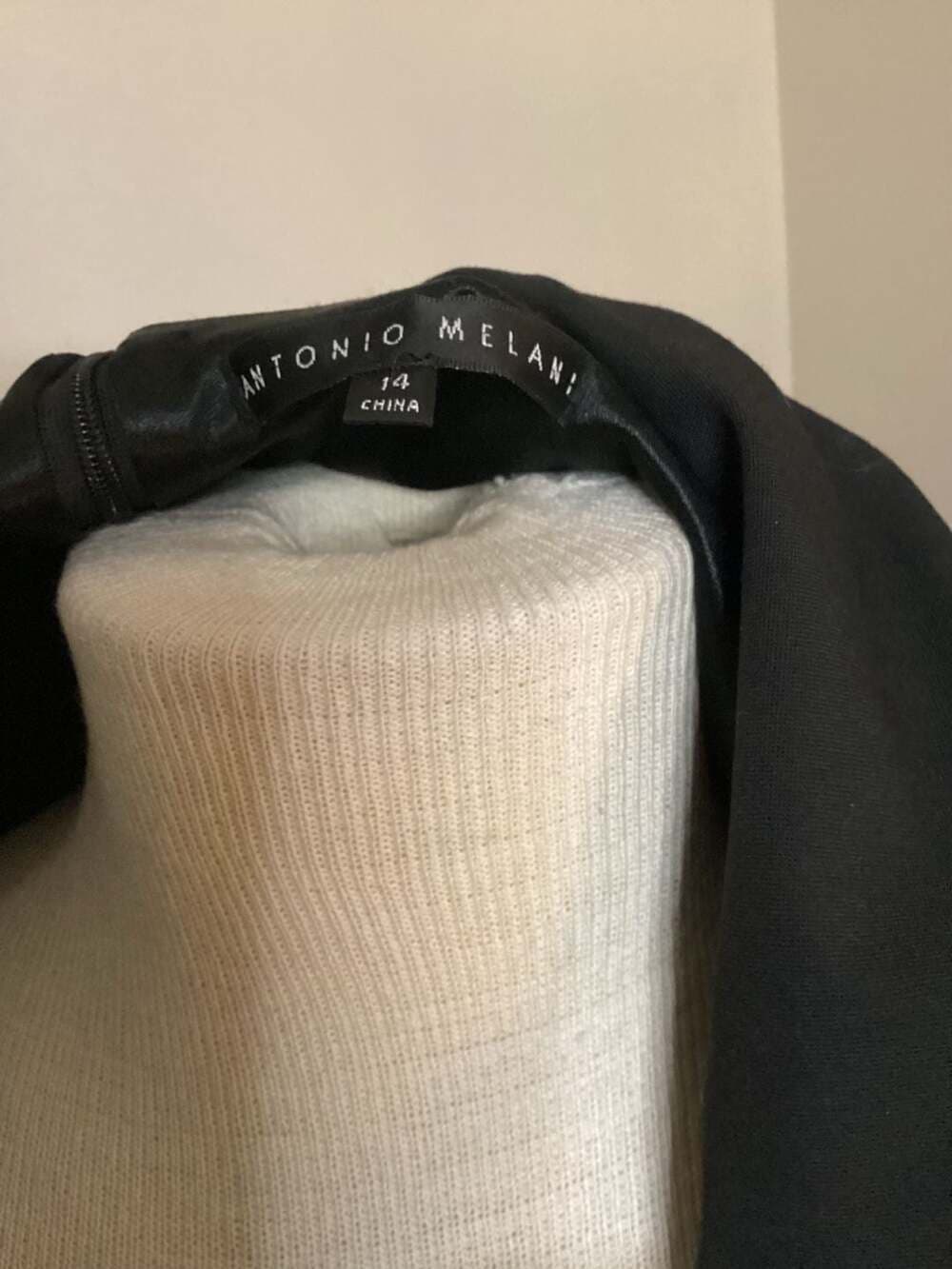 Antonio Melani Black Cowl-Neck Belted Sheath Dress Size 14 - Thumbnail 2