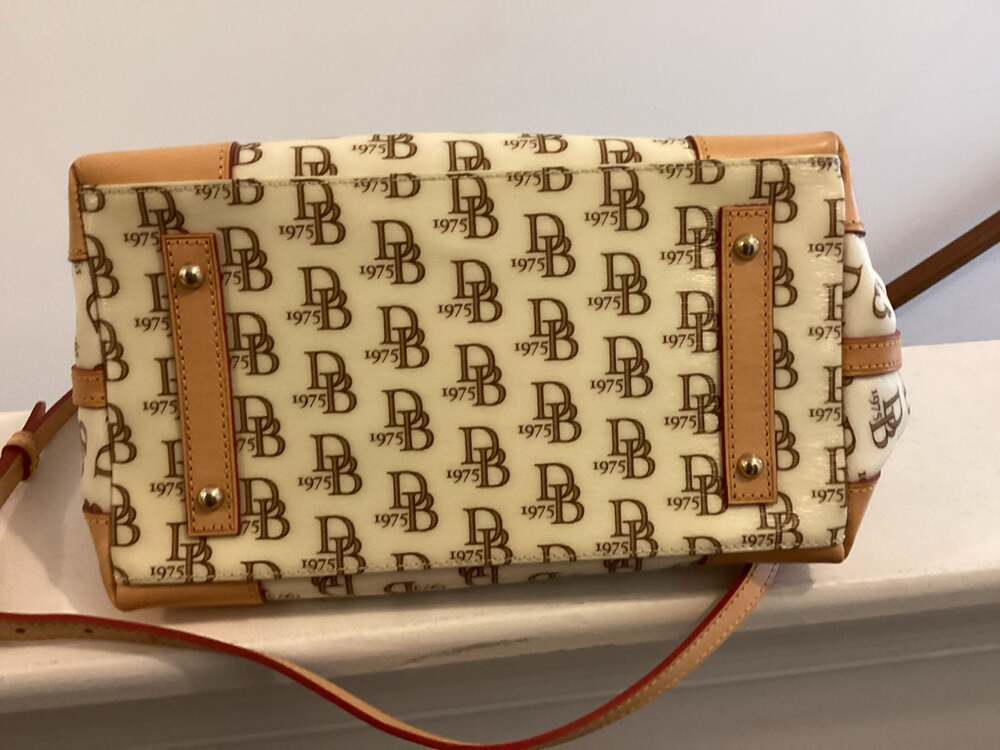 Dooney & Bourke 1975 Monogram Zip Satchel in Florentine Vacchetta Leather - Thumbnail 6