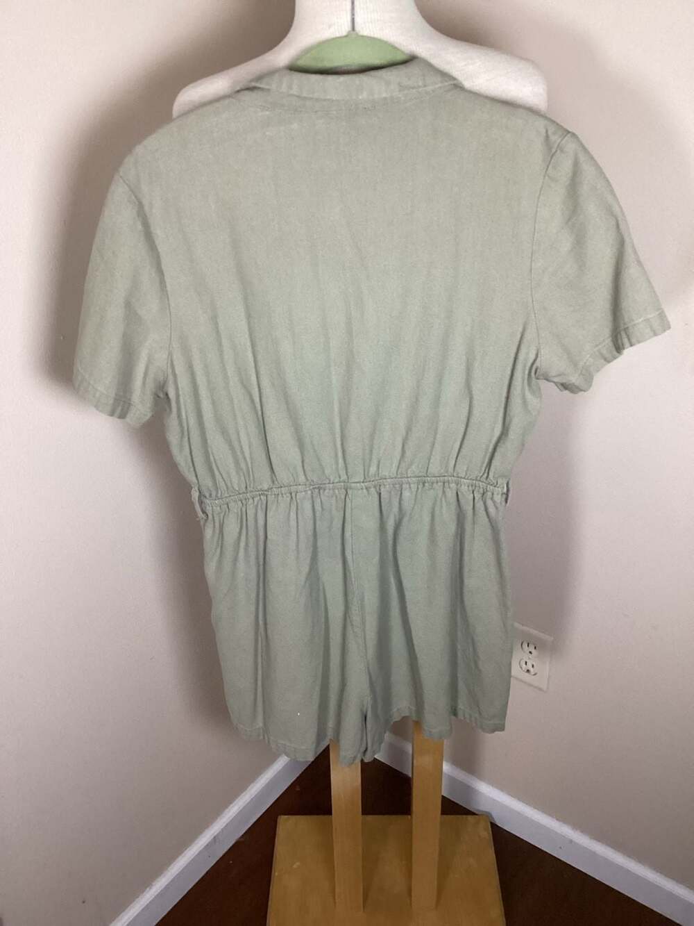 Cotton On Sage Green Short Sleeve Button Front Romper Size M - Thumbnail 3