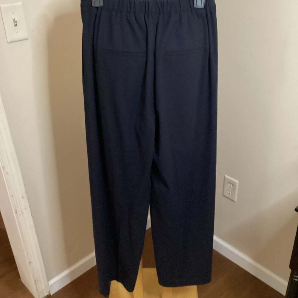 Vince Navy Blue Flat-Front Pull-On Tapered Trouser Pants - Thumbnail 2