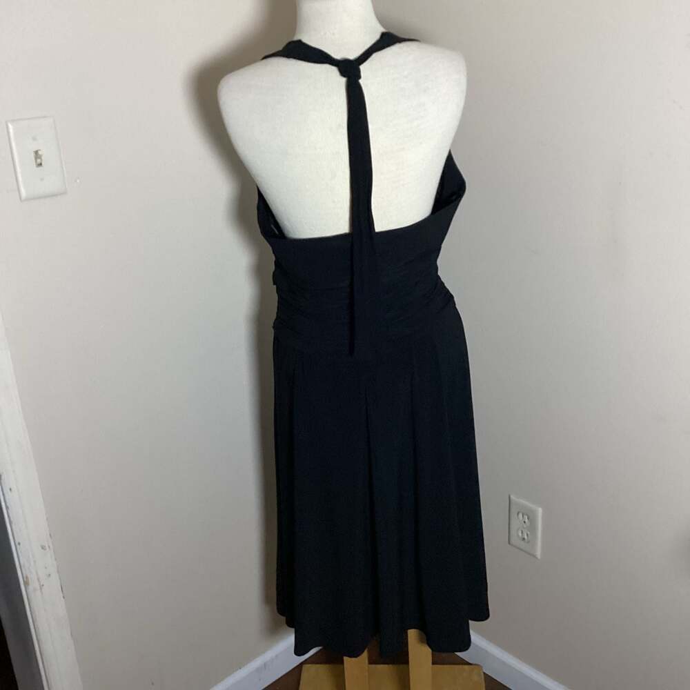 Jones New York Black Halter V-Neck Ruched Waist Dress Size 14 - Thumbnail 3