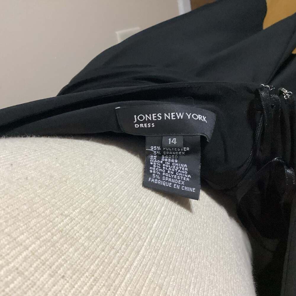 Jones New York Black Halter V-Neck Ruched Waist Dress Size 14 - Thumbnail 2