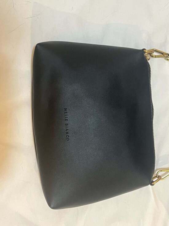Melie Bianco Black Vegan Leather Crossbody Bag with Webbing Strap - Thumbnail 5