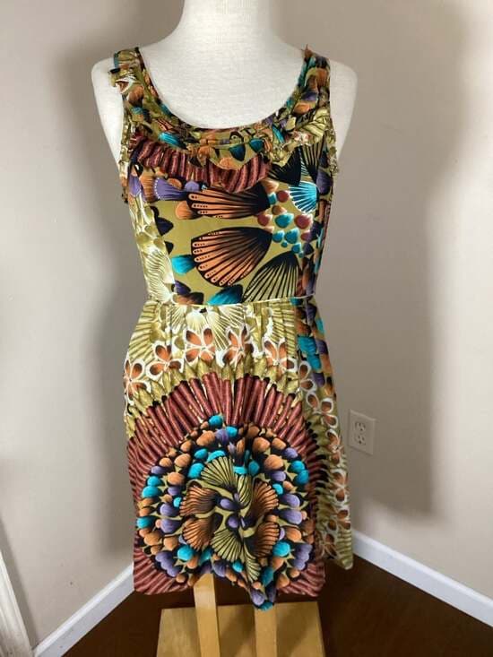 Edme & Esyllte Anthropologie Lappula Feather Print Silk Dress - Thumbnail 8