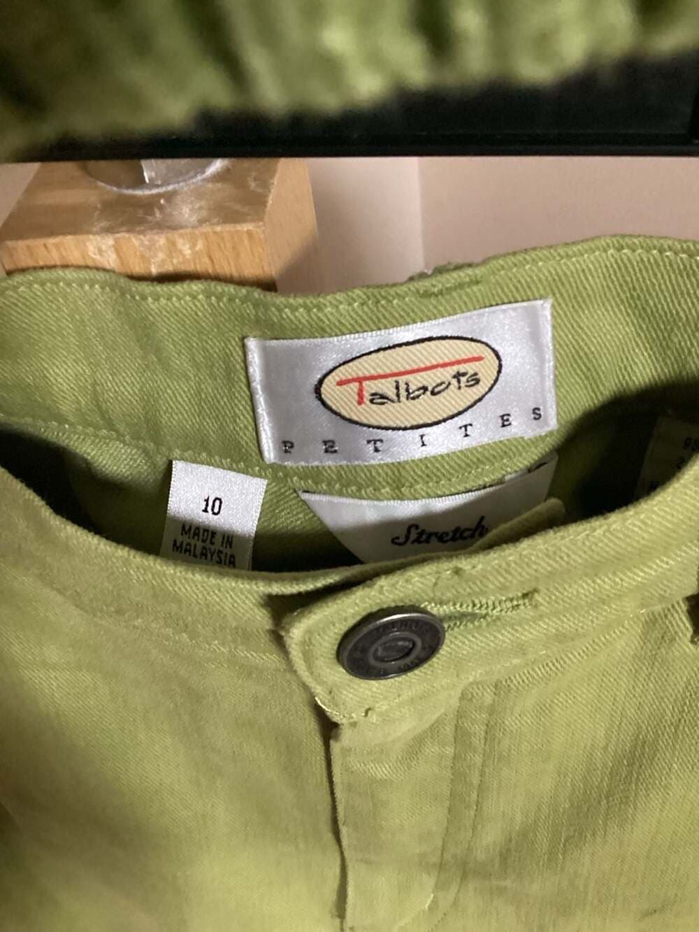 Talbots Apple Green Monochrome Set Diamond Textured Knit Shell and Petite Stretc - Thumbnail 4