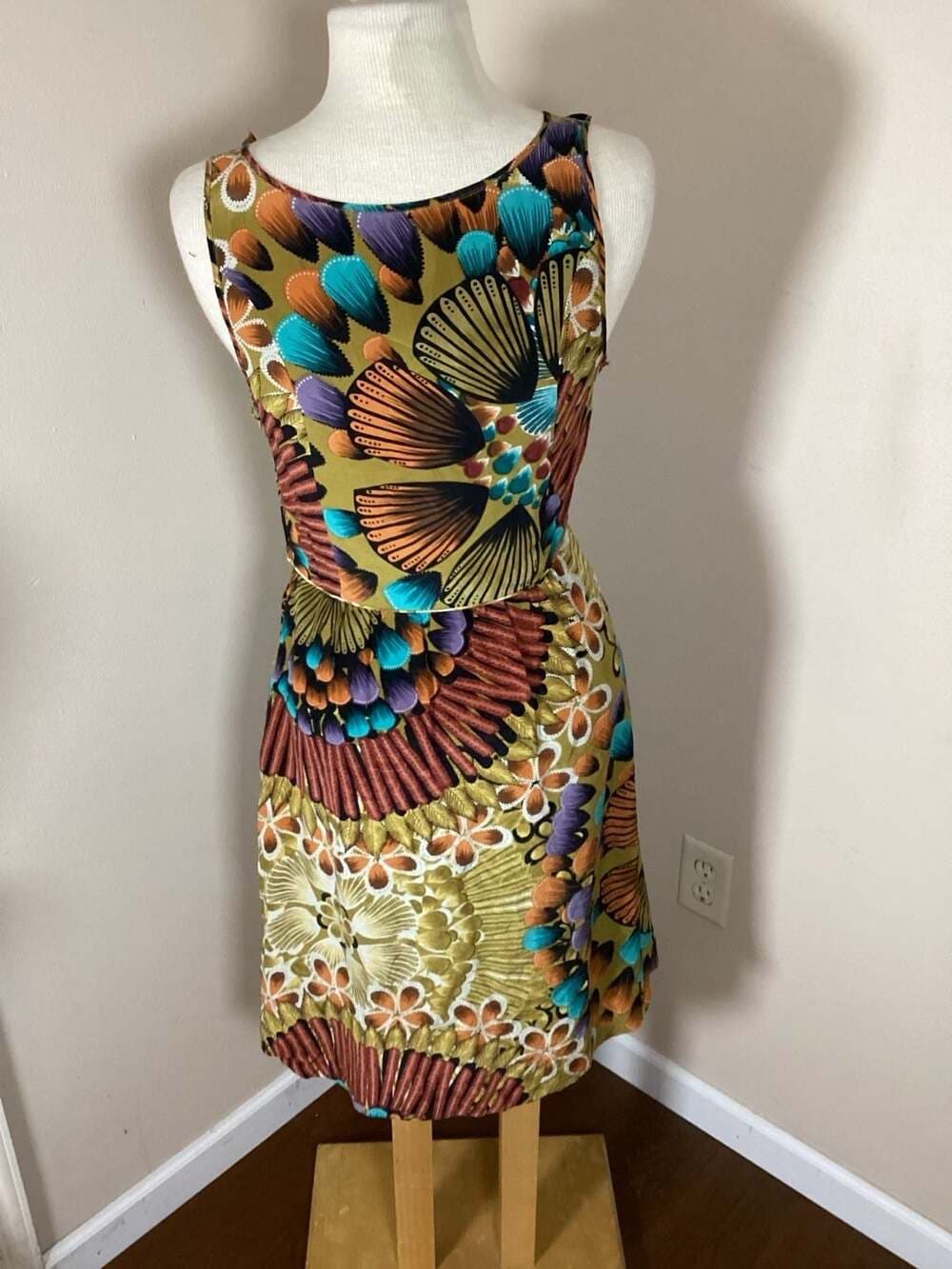 Edme & Esyllte Anthropologie Lappula Feather Print Silk Dress - Thumbnail 3
