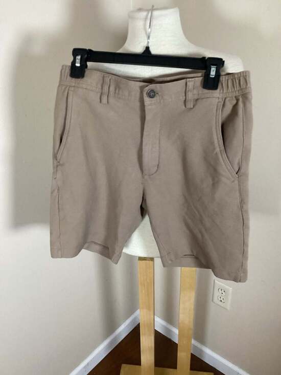 Hickey Freeman Khaki Canvas Flat Front Chino Shorts - Thumbnail 4