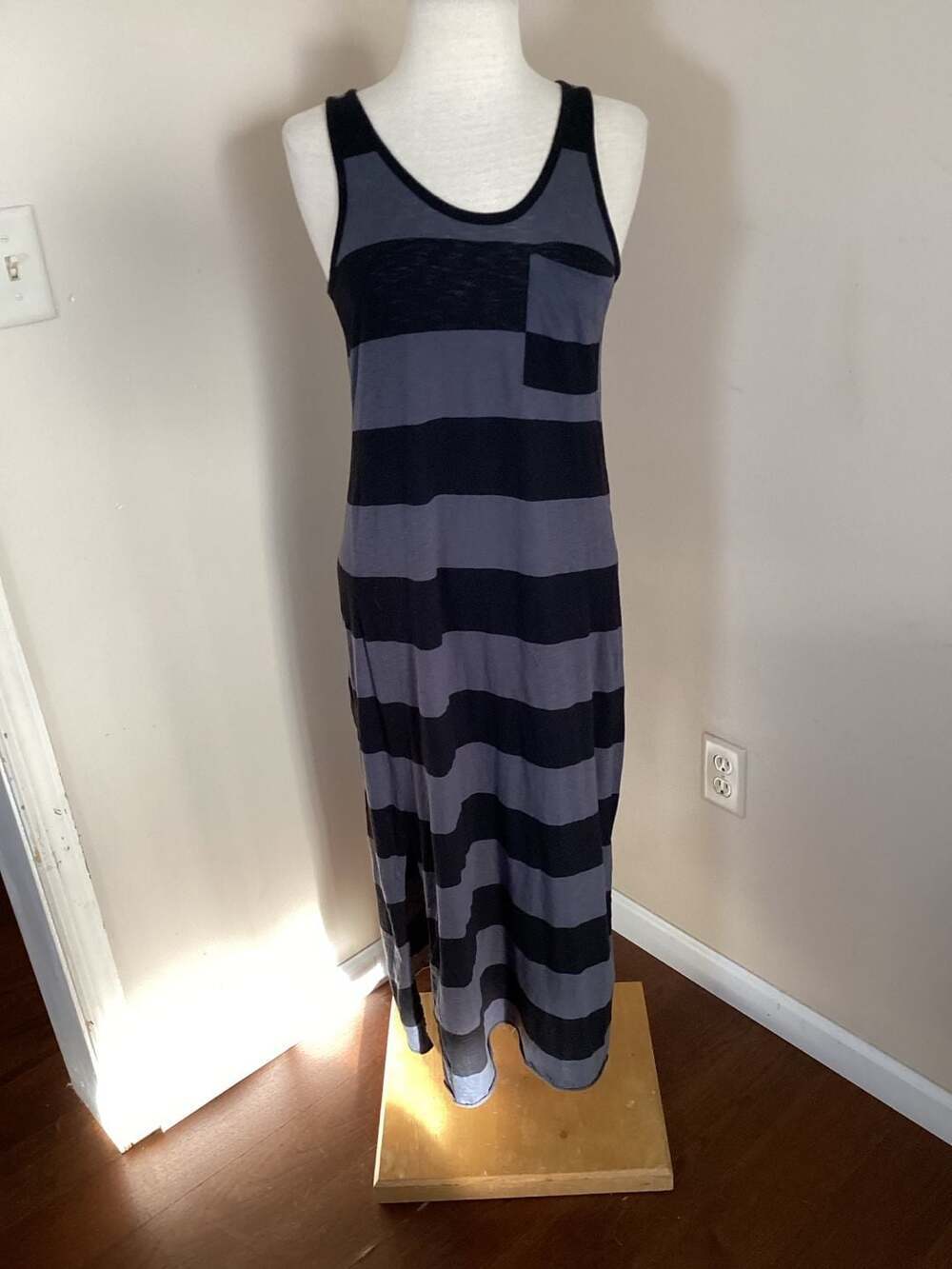 ATM Anthony Thomas Melillo Striped Tank Maxi Dress Asphalt Black Size Small - Thumbnail 4