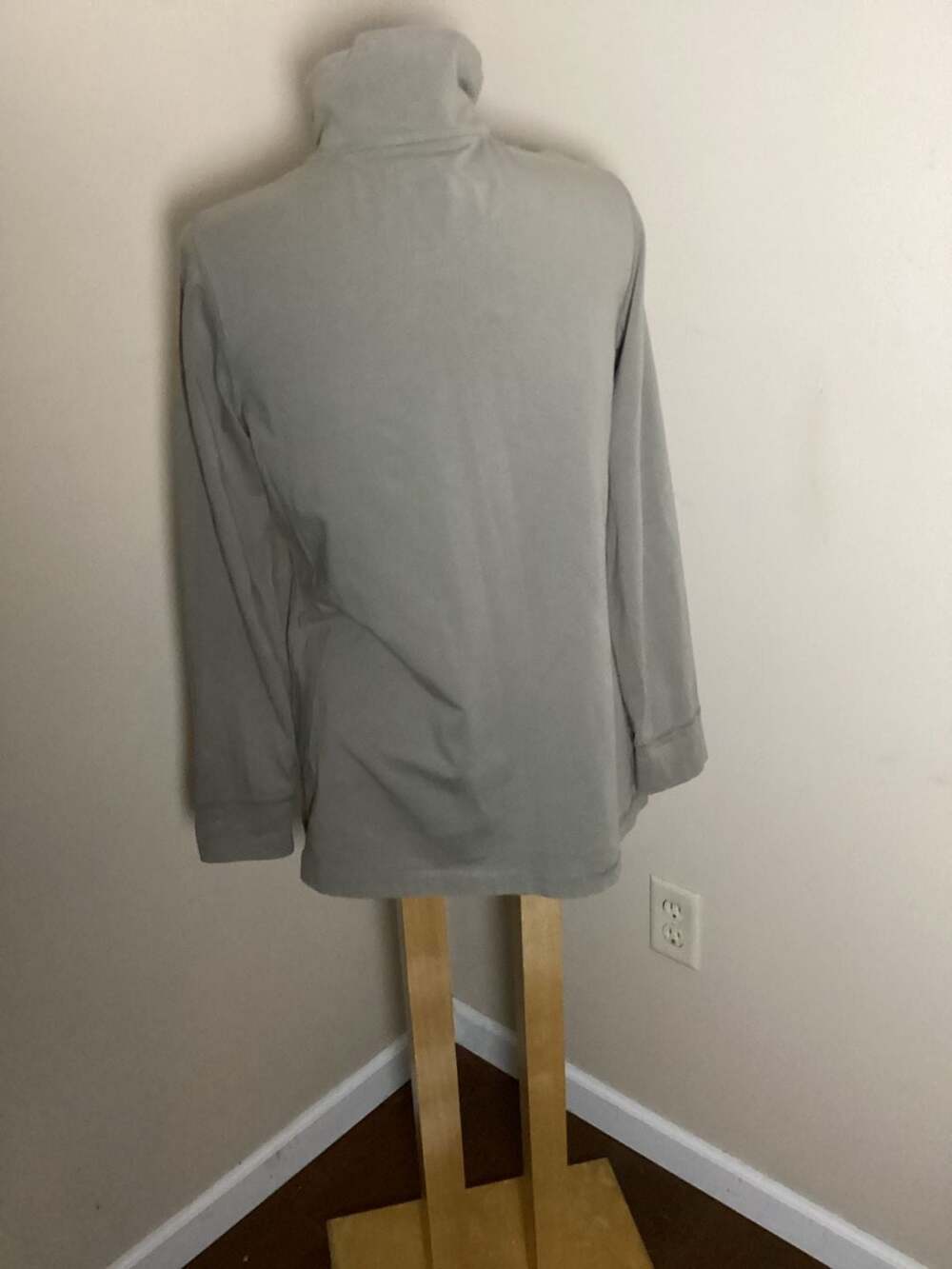 Eileen Fisher Petite Grey Funnel Neck Zip-Up Jacket Size PM - Thumbnail 3