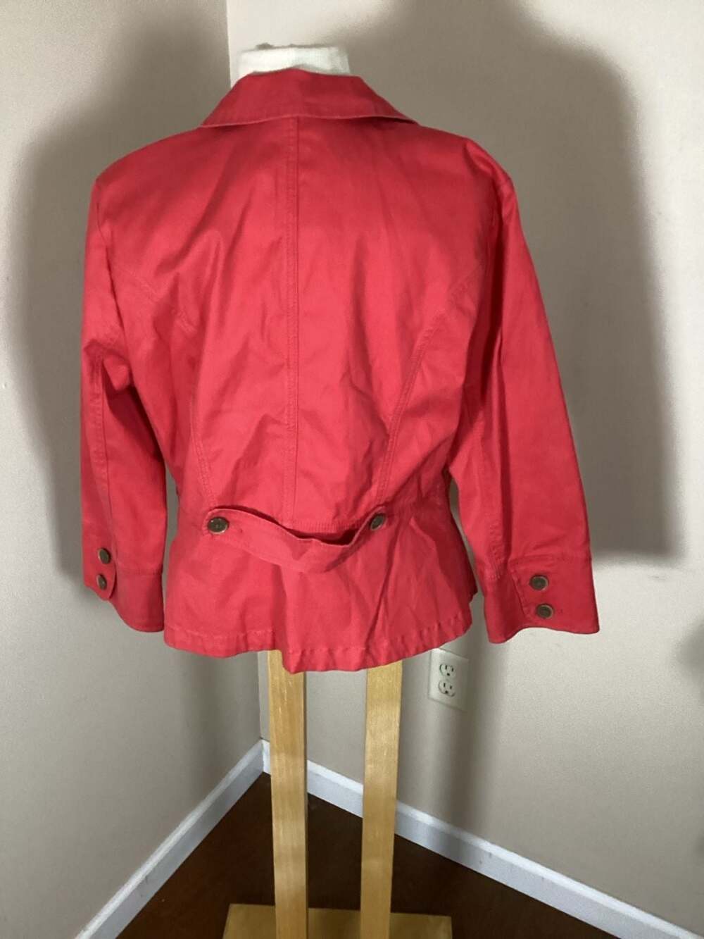 CAbi Toss On Geranium Jacket Style 878 Red Cotton 3/4 Sleeve Blazer - Thumbnail 3