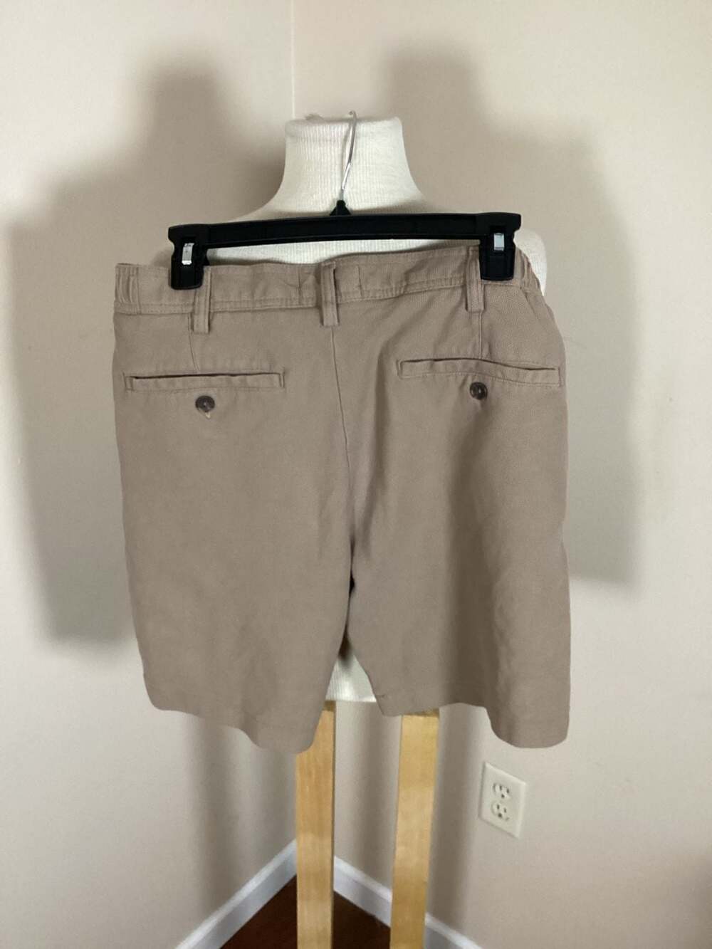 Hickey Freeman Khaki Canvas Flat Front Chino Shorts - Thumbnail 2