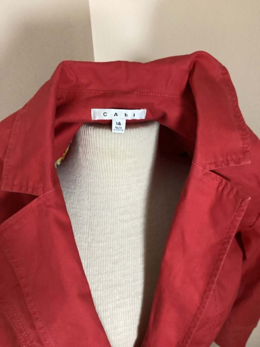 CAbi Toss On Geranium Jacket Style 878 Red Cotton 3/4 Sleeve Blazer - Thumbnail 2
