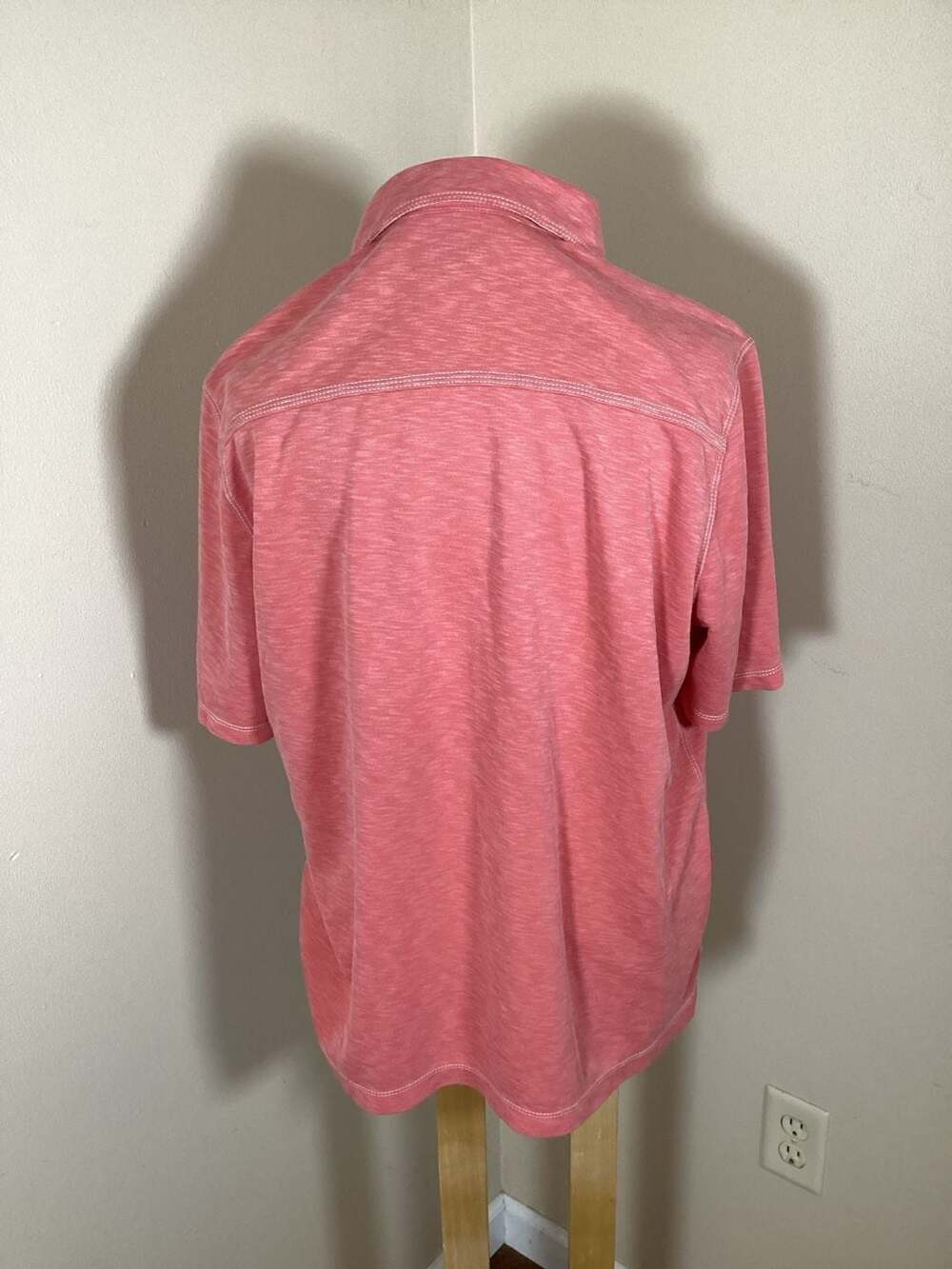Johnston & Murphy Salmon Slub Knit Polo Shirt Size Large - Thumbnail 2