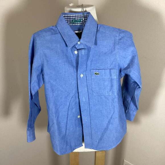 Lacoste Boys Blue Long Sleeve Button Down Shirt Size 4 / 104cm - Thumbnail 4