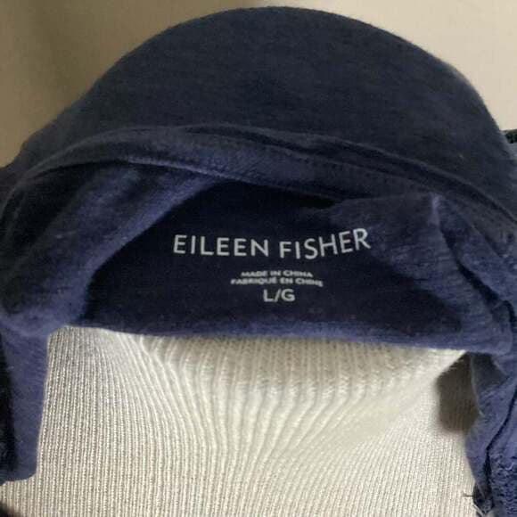 Eileen Fisher Hemp Organic Cotton Twist Short Sleeve Dress Navy Size Large - Thumbnail 4