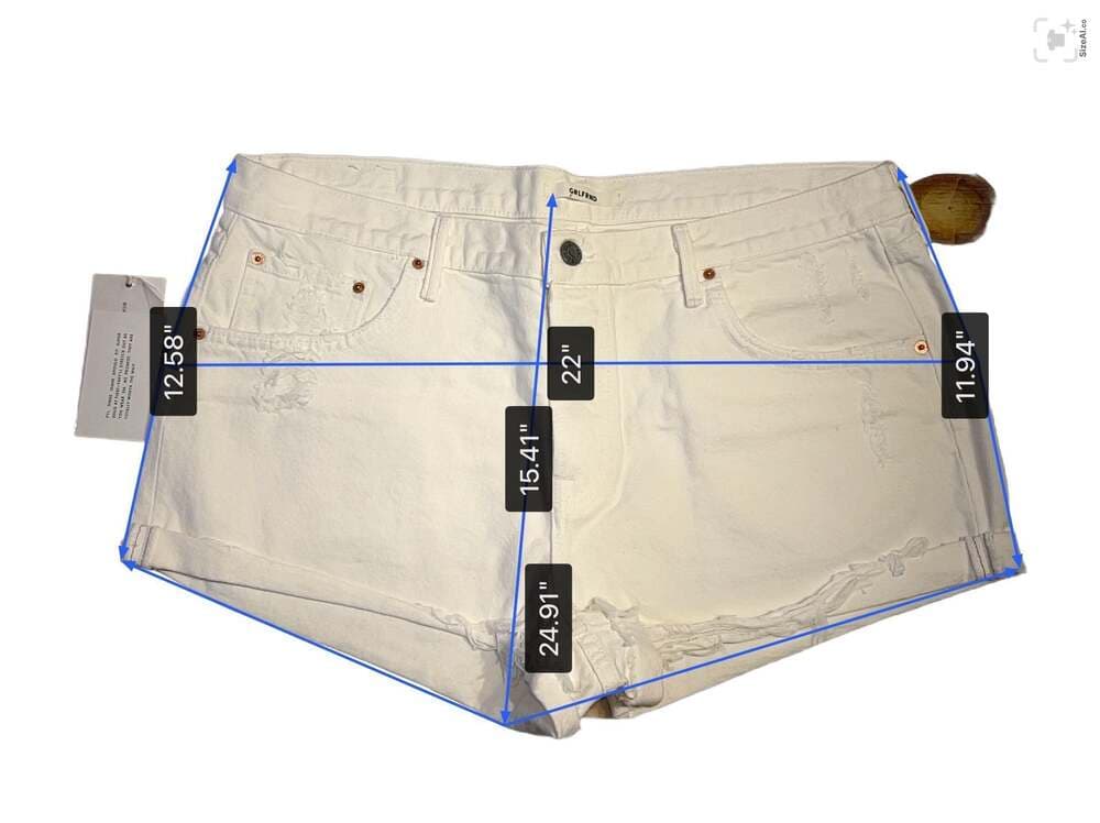 GRLFRND The Adriana Mid-Rise Denim Shorts in White Distressed Retail - Thumbnail 4