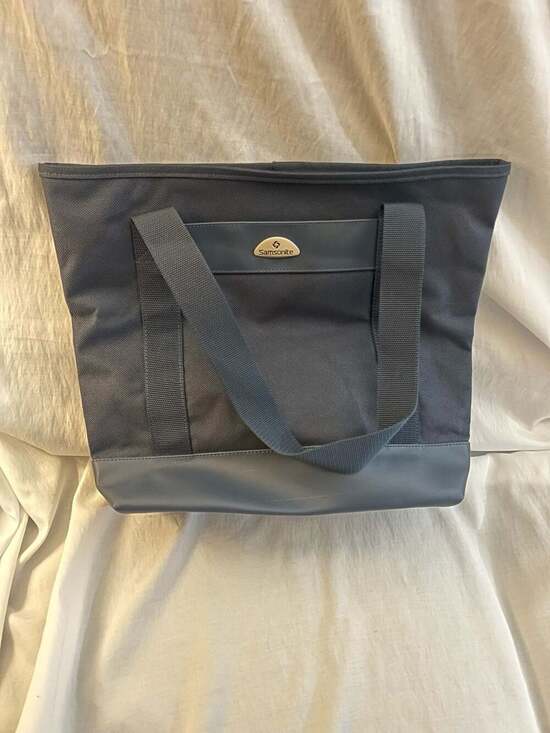 Samsonite Navy Blue and Grey Canvas Utility Tote Bag - Thumbnail 3