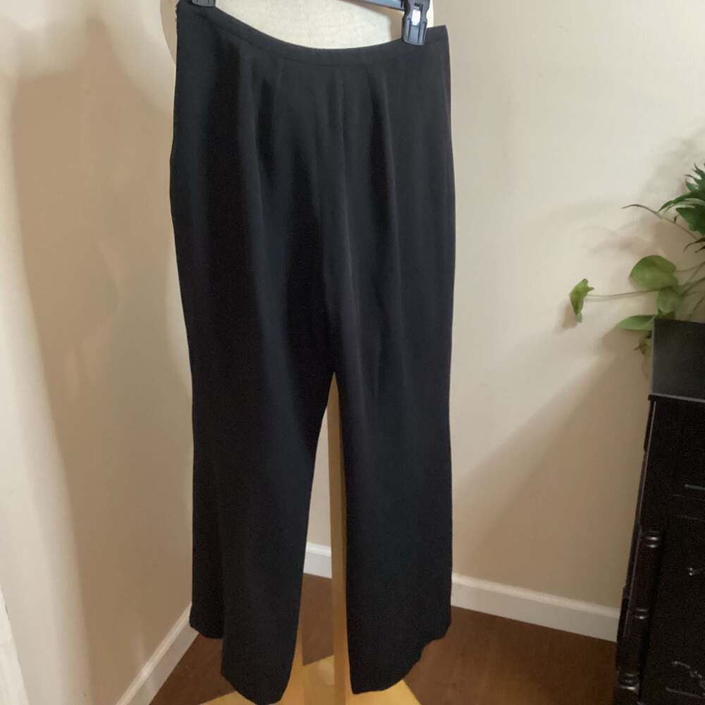 Valentino Vintage Black High-Rise Wide-Leg Acetate Blend Trousers Size 12 - Thumbnail 3