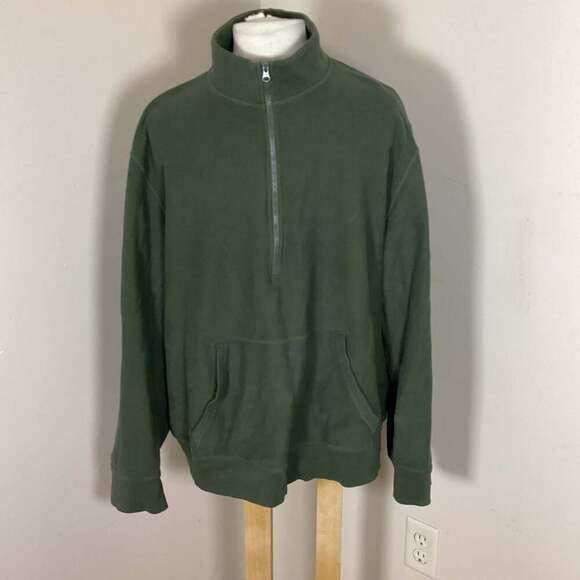 Everlane Men's XXL French Terry Quarter-Zip Sweatshirt in Dark Green - Thumbnail 4