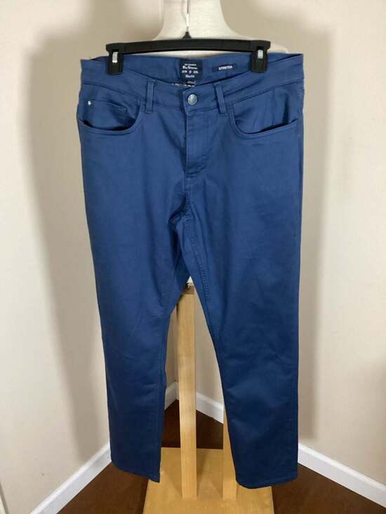 Ben Sherman Men's Stretch Slim Fit Five-Pocket Chino Pants in Blue - Thumbnail 4