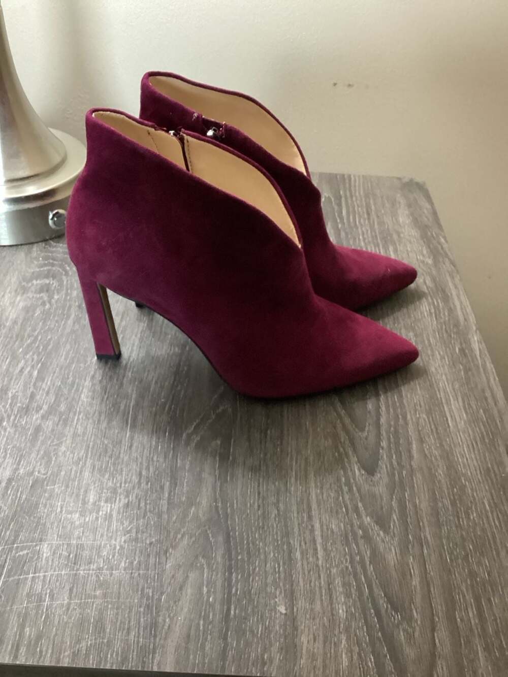 Vince Camuto Sestrind Pointed Toe Suede Deep Berry Booties - Thumbnail 2