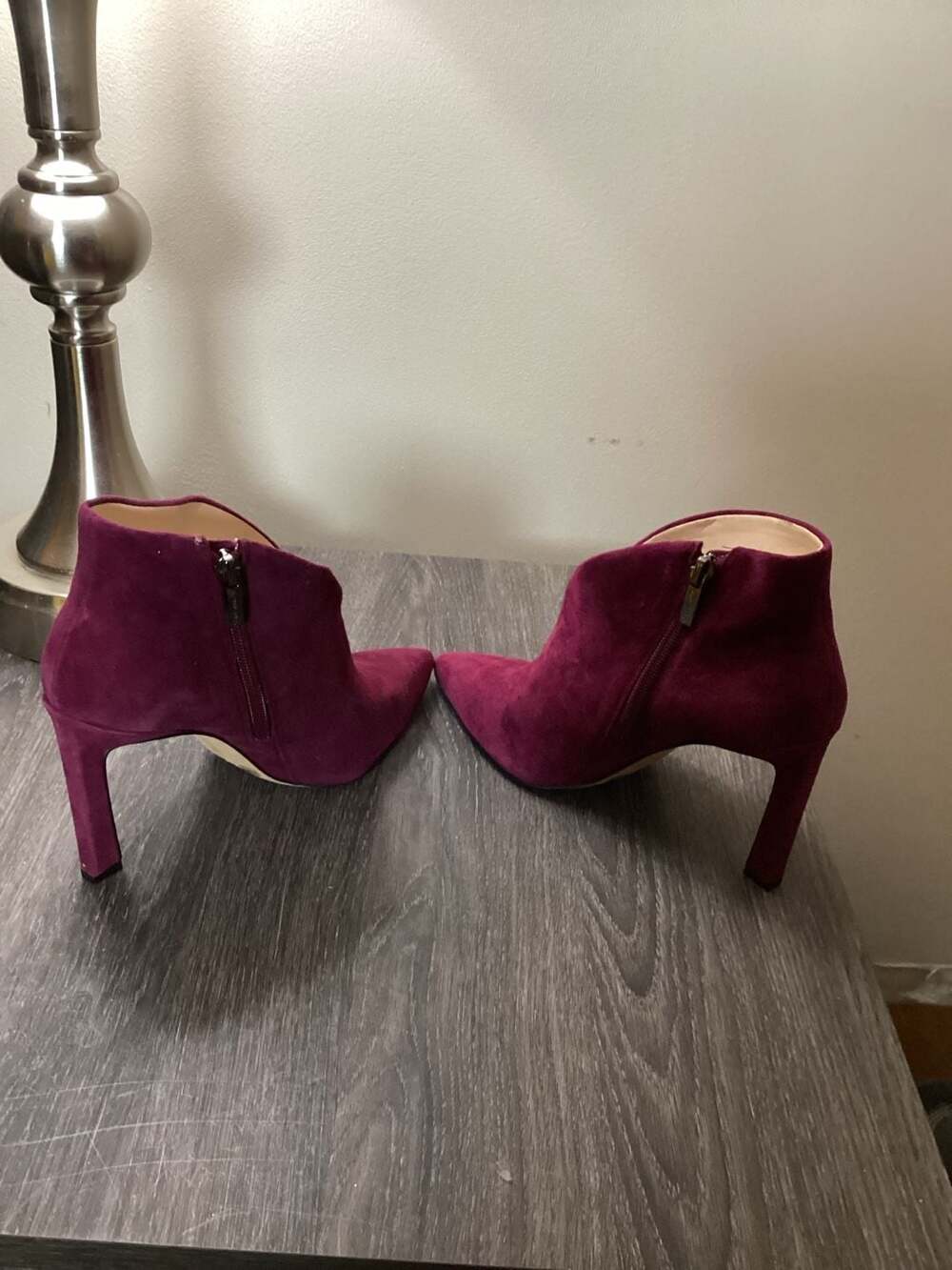 Vince Camuto Sestrind Pointed Toe Suede Deep Berry Booties - Thumbnail 4