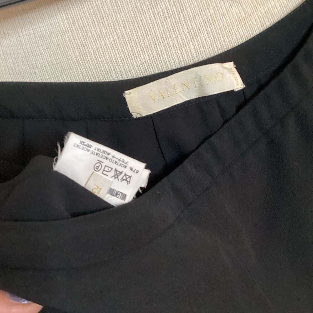 Valentino Vintage Black High-Rise Wide-Leg Acetate Blend Trousers Size 12 - Thumbnail 2