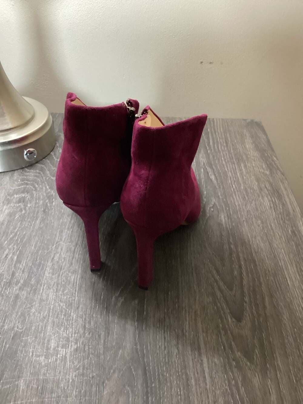 Vince Camuto Sestrind Pointed Toe Suede Deep Berry Booties - Thumbnail 3