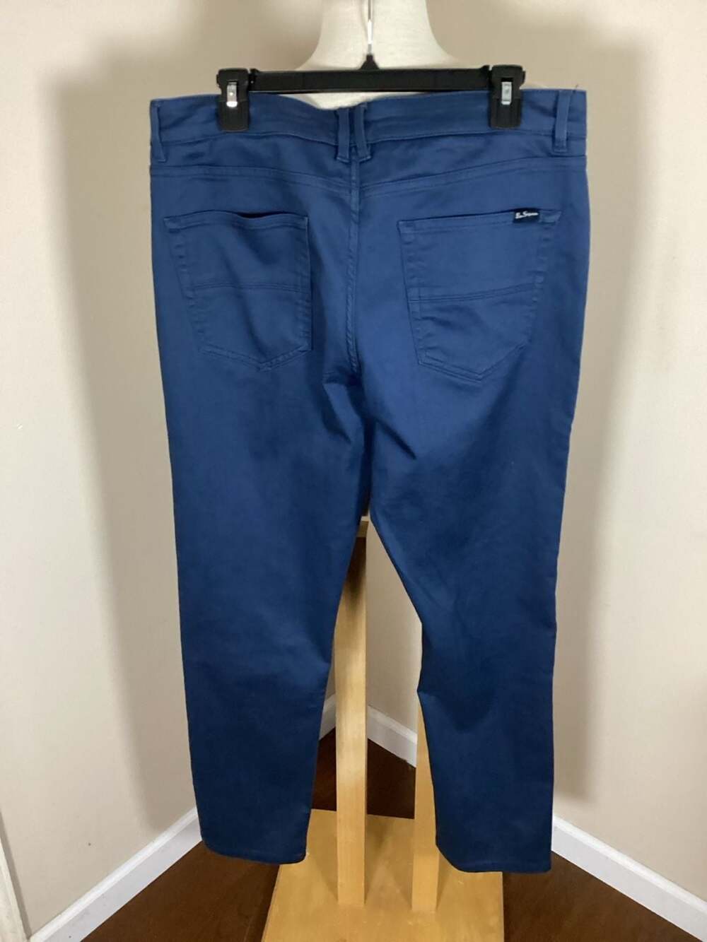 Ben Sherman Men's Stretch Slim Fit Five-Pocket Chino Pants in Blue - Thumbnail 2