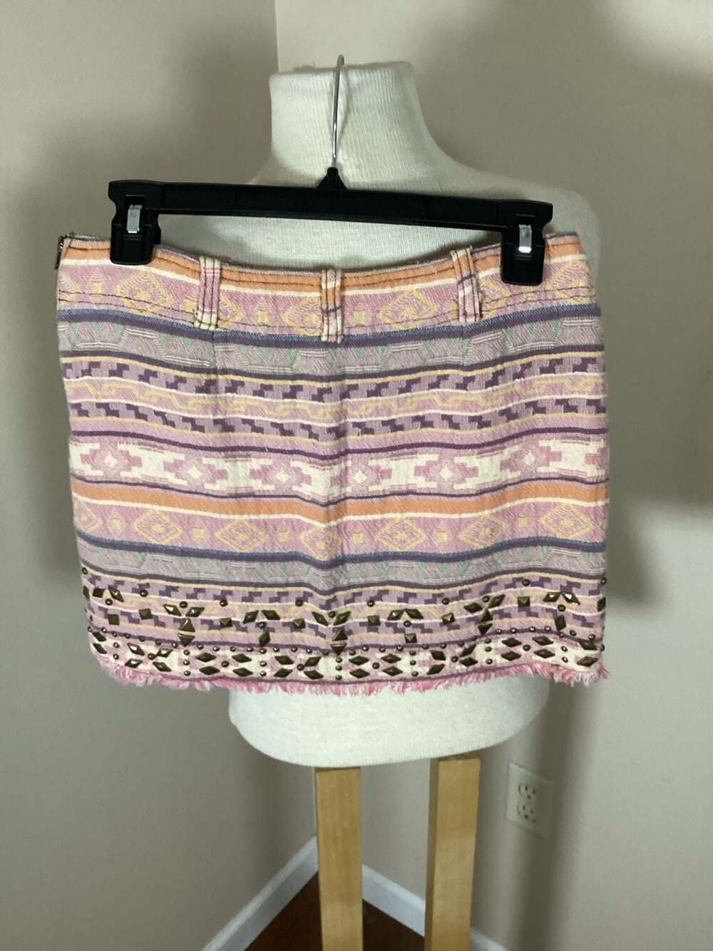 Free People Tiger Lily Studded Aztec Tapestry Mini Skirt - Thumbnail 3