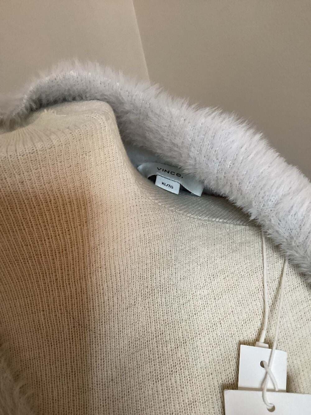 Vince Eyelash Polo Sweater in Light Birch Stone - Thumbnail 3