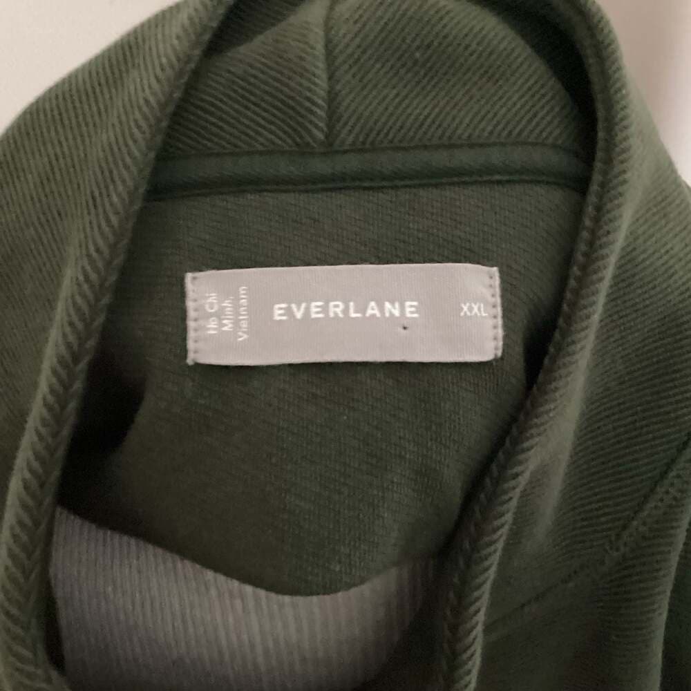 Everlane Men's XXL French Terry Quarter-Zip Sweatshirt in Dark Green - Thumbnail 2