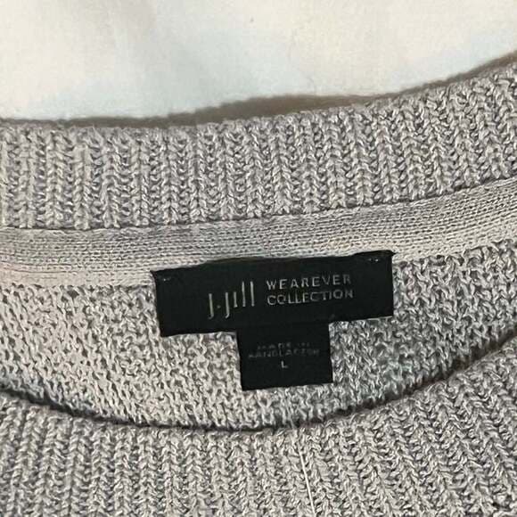 NWT J.Jill Wearever Collection Gray Ribbed Knit Short Sleeve Sweater Tunic - Thumbnail 4