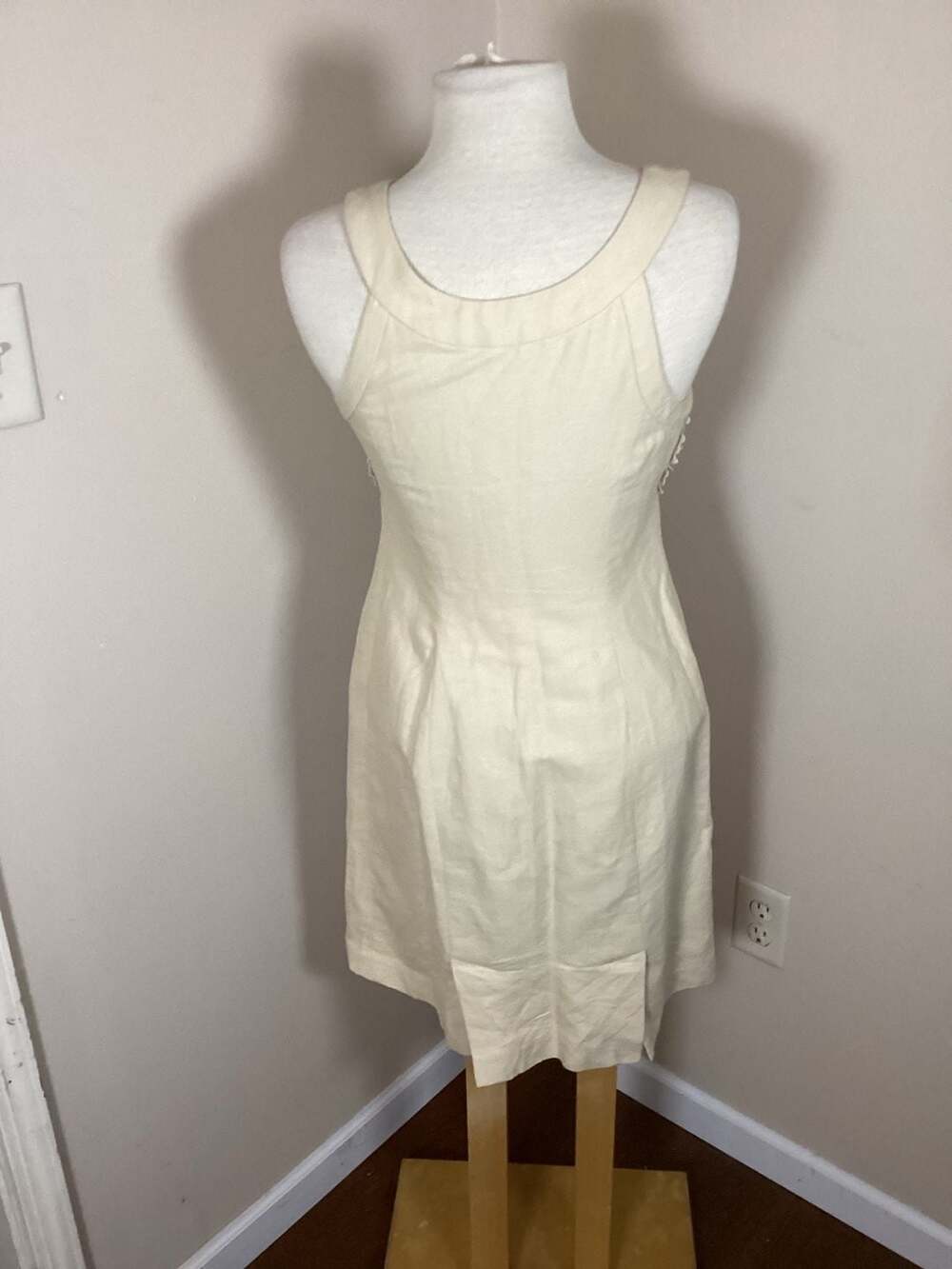 Anthropologie Postmark Cream Crochet Lace Bodice Sheath Dress Size 4 - Thumbnail 4