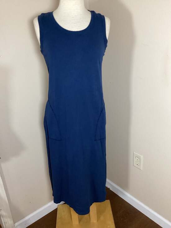 T by Talbots Garment Dyed French Terry Sleeveless Midi Dress with Pockets - Thumbnail 5