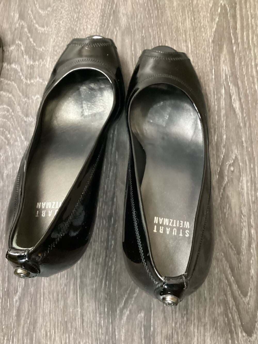 Stuart Weitzman Black Patent Leather Peep Toe Heels Size 7 M - Thumbnail 3