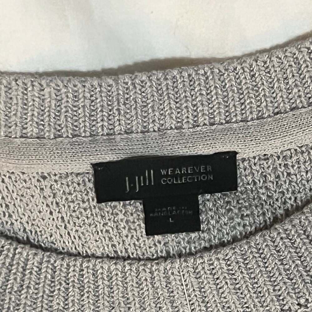 NWT J.Jill Wearever Collection Gray Ribbed Knit Short Sleeve Sweater Tunic - Thumbnail 3