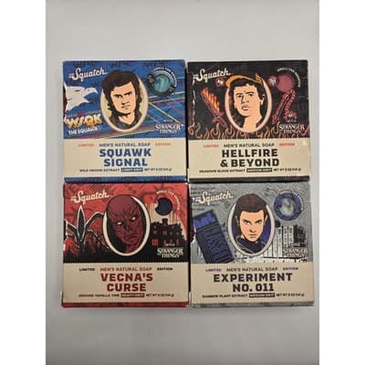 Lot of 4 Dr. Squatch Stranger Things Soaps- New