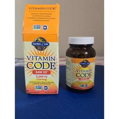 Garden of Life Vitamin Code Raw D3 5,000 IU- New EXP 10/27