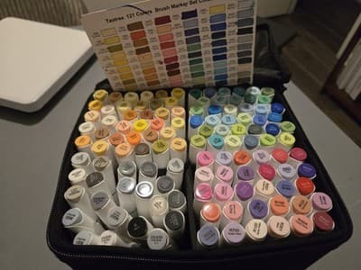 Taotree Brush/Chisel Tip Alcohol Markers 121 Color Set- PLEASE READ DESCRIPTION - Thumbnail 2