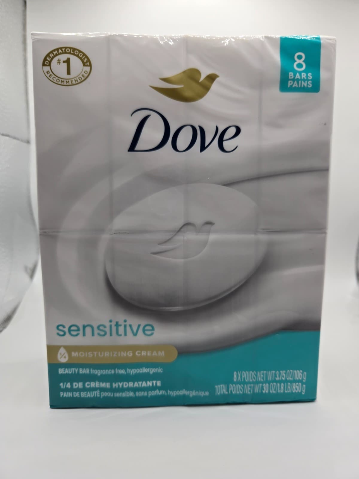 Dove Beauty Bar Fragrance Free 8 Bars Hypoallergenic Care Sensitive Skin - Thumbnail 2