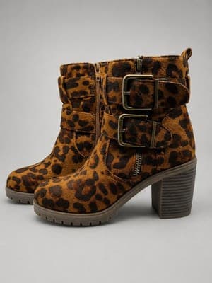 Mudd Y2K Buckle Ankle Combat Heel Boot Leopard Print Women’s Size 6 - Thumbnail 2